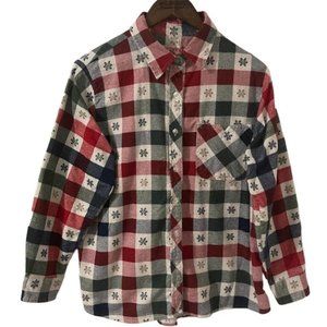 Women’s flannel checkered and heart pattern button down shirt / jacket
